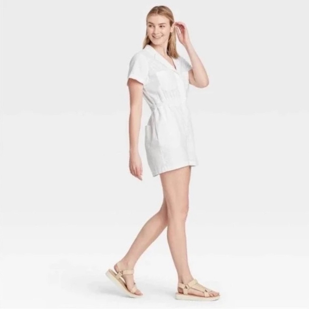 Linen white romper